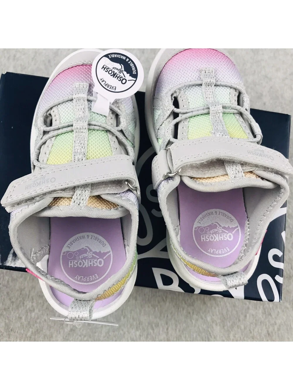 OshKosh Girls Size 8 Toddler Strap Sandals Lightweight Outdoor Pink gray